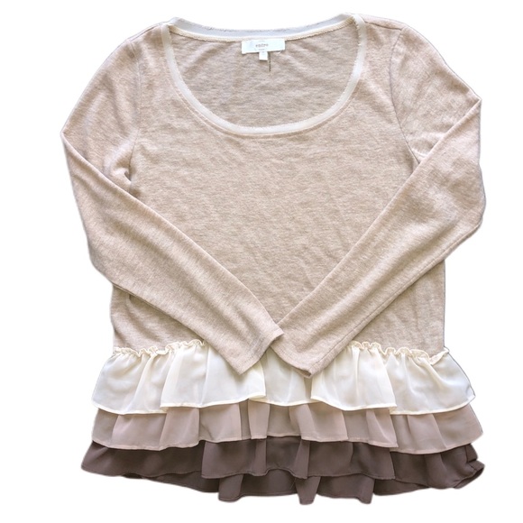 entro Tops - Entro Long Sleeve Tiered Peplum Top